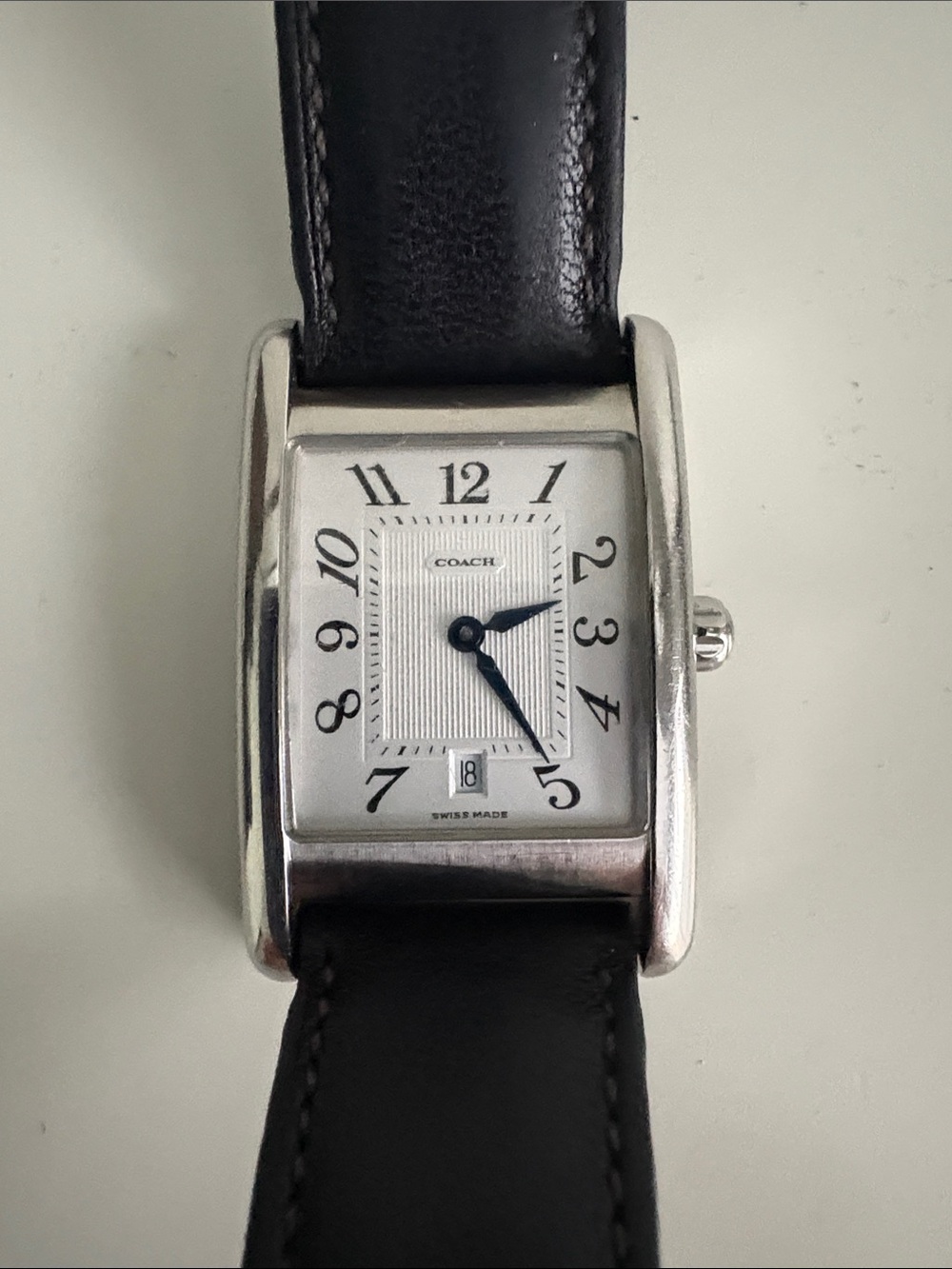 Coach W502B Swiss Quartz Watch – Black Leather Strap | Classic Rectangle Watch - Picture 3 of 9